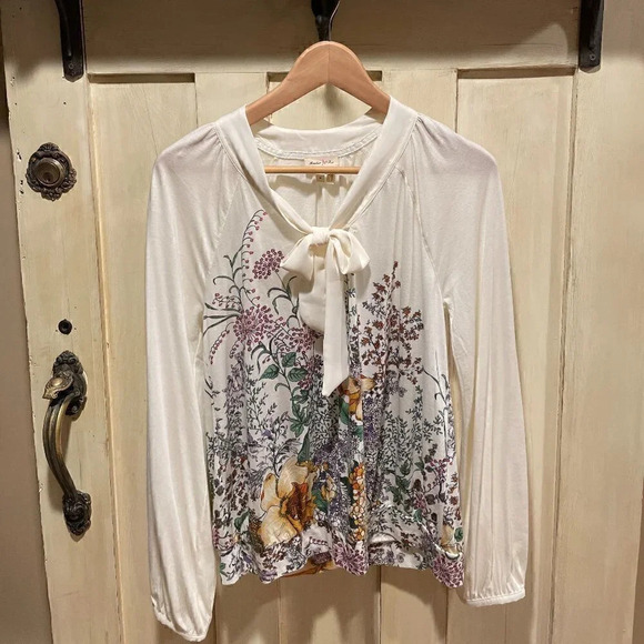 ANTHROPOLOGIE Meadow Rue Long Sleeve Top, Size M, Floral Design - Picture 1 of 4